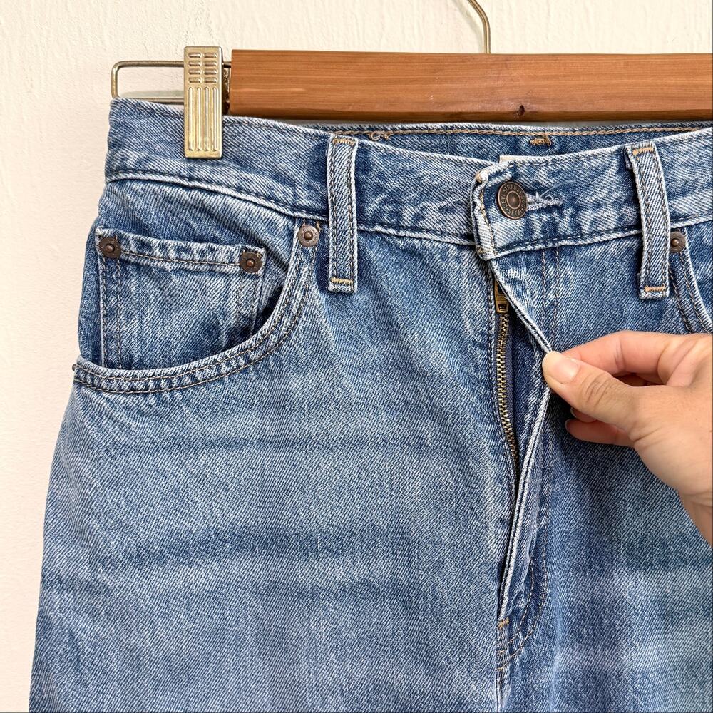 Levi Womens Cinch Barrel Leg Jeans 29 Medium Blue Wash Denim Cotton Zipper Fly - Picture 7 of 12
